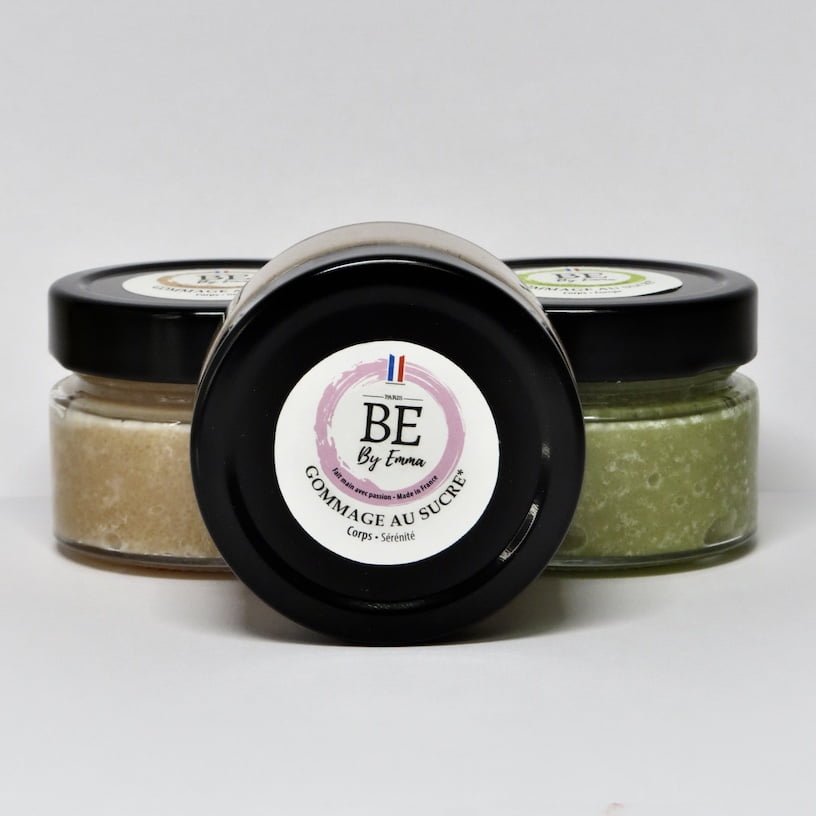 Gamme de gommages naturel au sucre, hibiscus, vanille et moringa