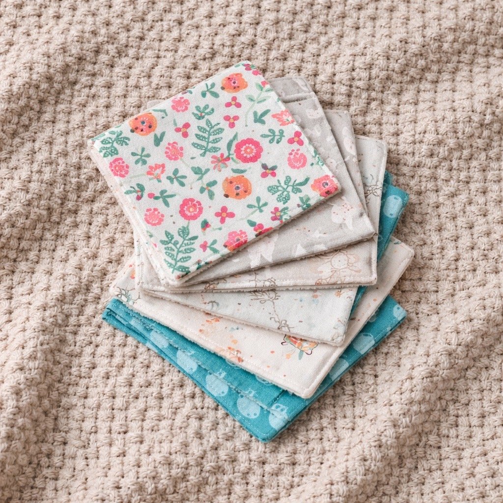 Lot de 6 lingettes de grand format de différents coloris et motifs